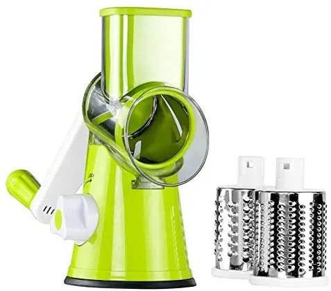 

Rotary Round Drum Cheese Grater with 3 Ultra Sharp Cylinders Stainless Steel Blades Vegetable Mandoline Slicer