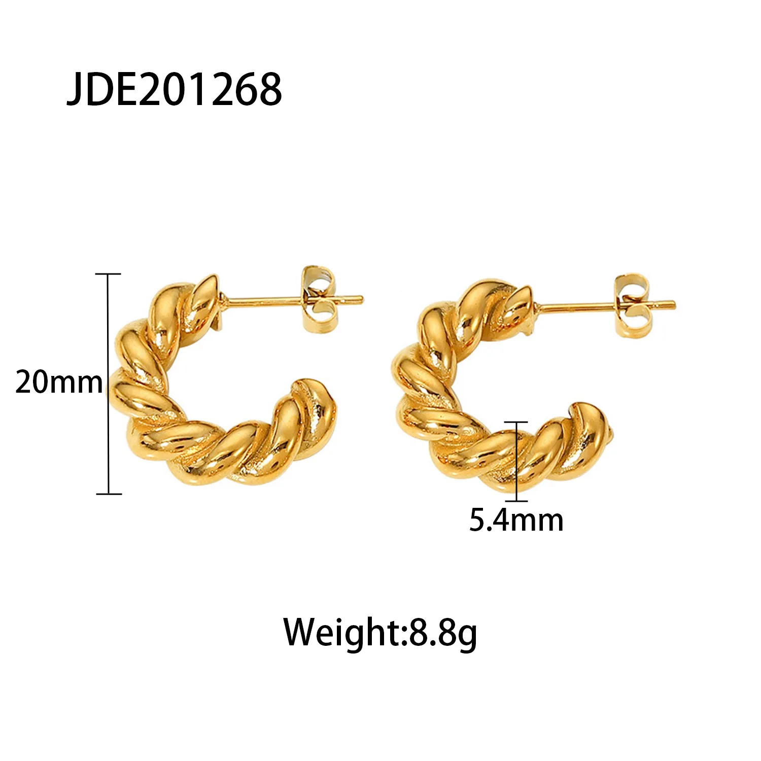 

Non Tarnish 18k Pvd Gold Stainless Steel Chunky Screw C Huggies Hoop Earrings Women Hollow Bamboo Earrings For Jewelry Gift