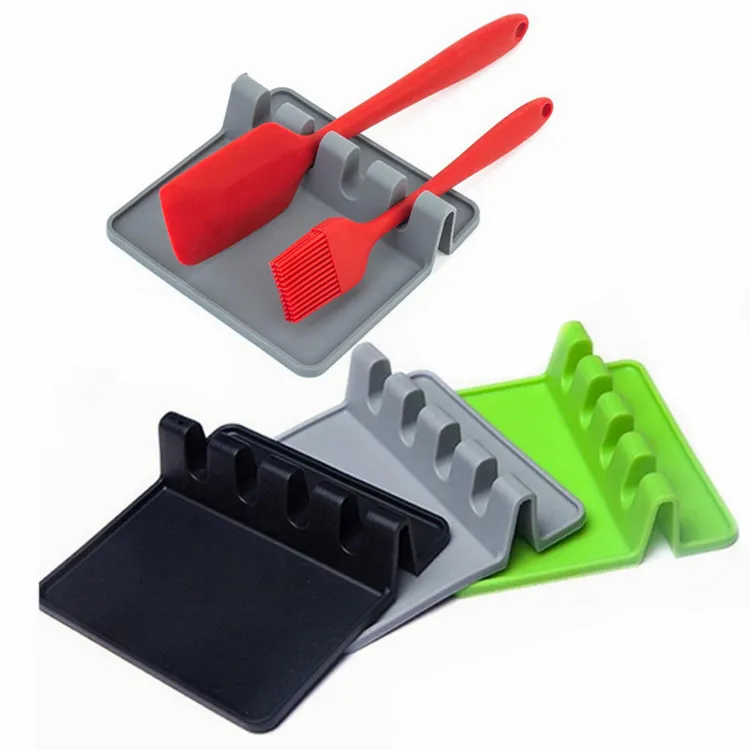 

Wholesale Heat Resistant Kitchen Utensil Holder Silicone Spoon Rest, Pantone colors its available