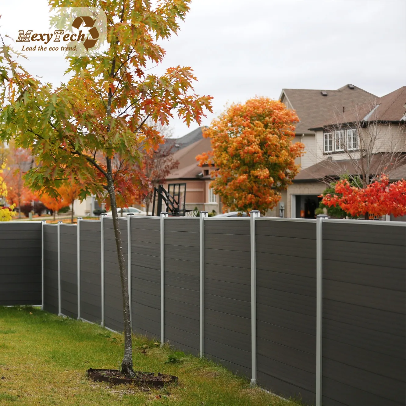

Outdoor garden wpc wood composite fence panels, Coffee,teak,dark grey
