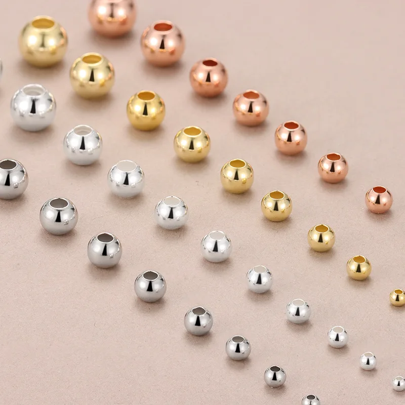 

Hot Sale 2mm 3mm 4mm 5mm 6mm 7mm 8mm 9mm 10mm Sterling Silver Round Beads For Jewelry Making More Colors For Choice