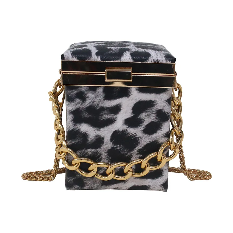 

2021 new fashion texture chain Zebra stripes shoulder messenger bag women mental bucket box bag