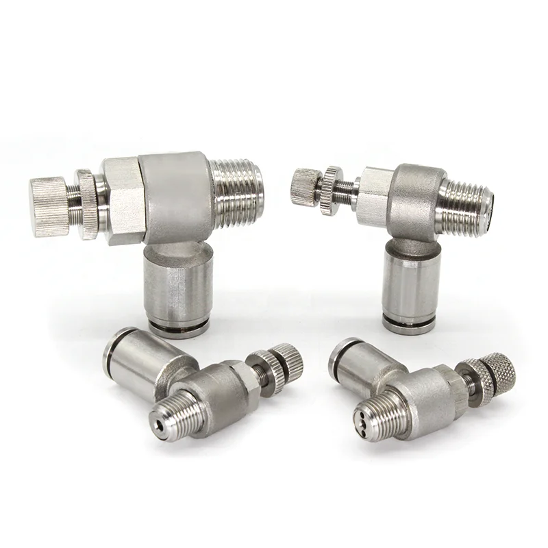 

Cylinder throttle valve One key push in stainless steel flow regulating connector Solenoid valve adjustable connector