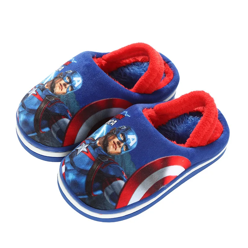 

Cute flat bottom and with tape Comfortable iron Man Warm And Non-slip Home plush boy cotton Slippers, As shown in the figure