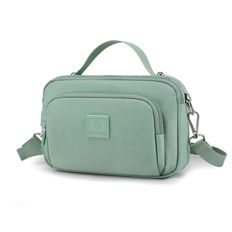 

OEM fashion urban ladies water resistance messenger sling pack daily green colorful women elegant nylon shoulder bag