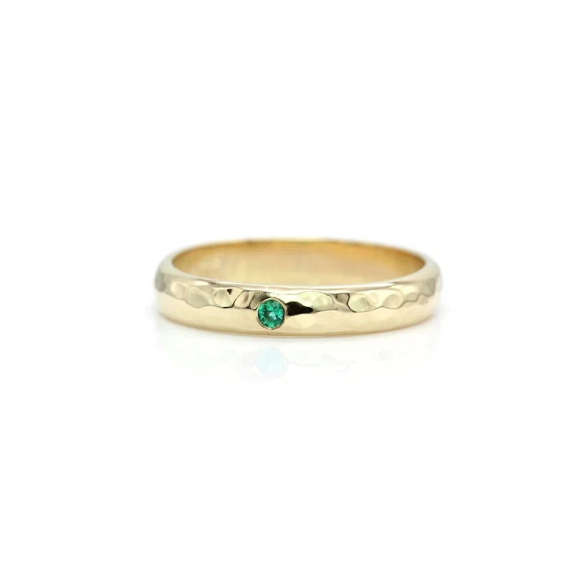 

925 Sterling Silver Hammered Tiny CZ Wedding Engagement Ring Retro Gold Plated