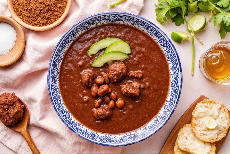 Bowl of dark red mole paste