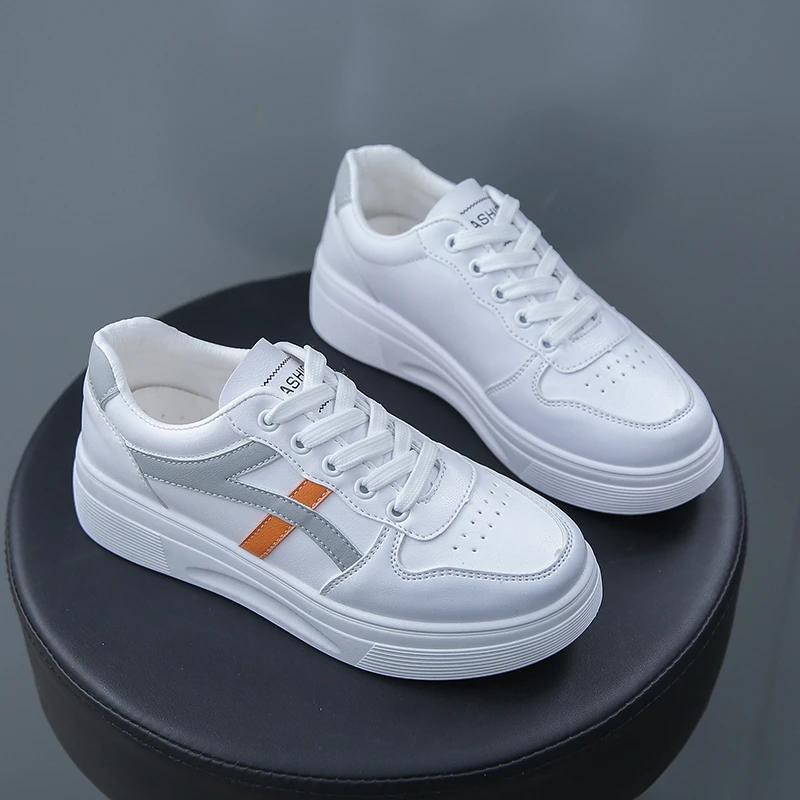 

female fashion plates confortables shoes high quality women ladies white sneakers lace-up sport casual custom walking luxury