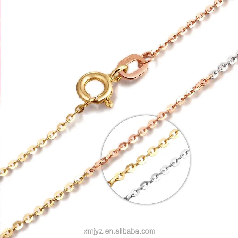 

Certified 18K Gold Necklace Female Au750 Color Gold K Set Chain Gold O-Shaped Chain Rose Element Fine Clavicle Chain Genuine