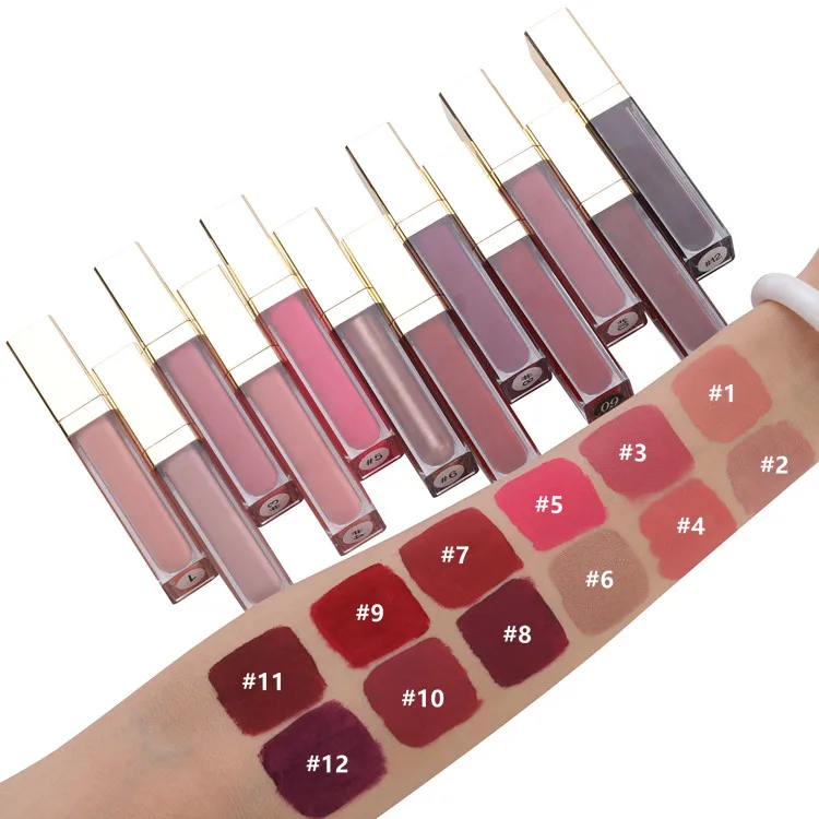 

Customized 12-color No Logo Matte Nonstick Cup Lip Gloss Mist Moisturizer Waterproof Liquid Lipstick