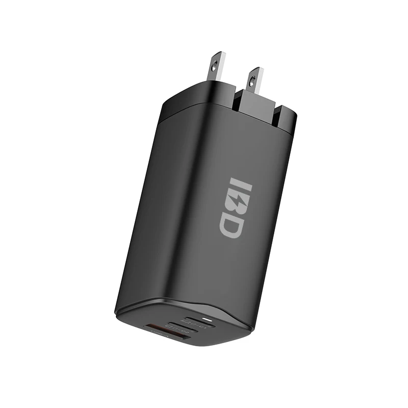 

IBD PD 3-Port 65w gan wall usb charger mobile phone usb c charger wall port 65 w, White, black