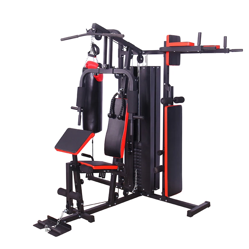 

OEM Home Gym Fitness Commercial Smith Machine Multi Functions Station Three Person All Body Training Equipment In Factory price, Black