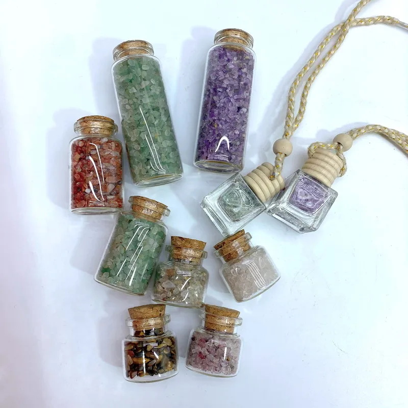 

wholesale raw stone crystal gravel bottle crystal chips bottle box for healing crafts