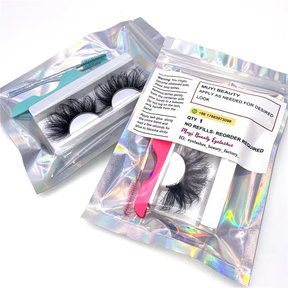 

Own Brand Best Selling Fluffy Mink Lashes Holographic Bag 3d 5d Wholesale Vendor Extra Long Luxurious 20mm 25mm Mink Eyelashes