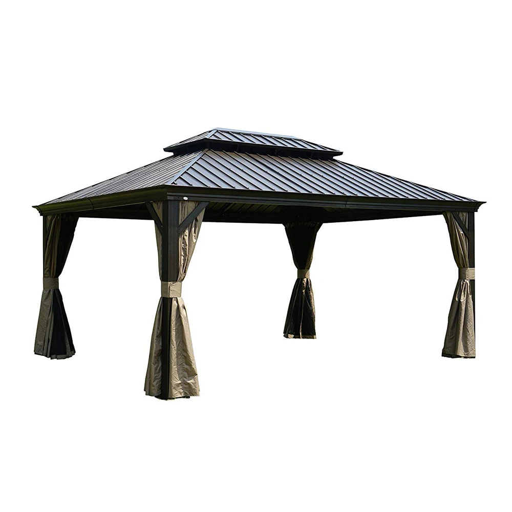 

with a Mosquito Net and Privacy Sidewalls Hardtop Aluminum Permanent Gazebo, Optional