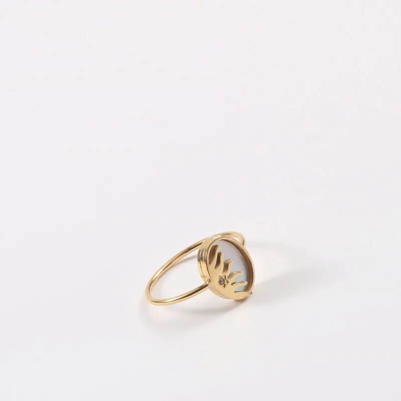 Joolim Jewelry Wholesale 18K Gold Plated Stainless Steel Shell Sun Rings for Women