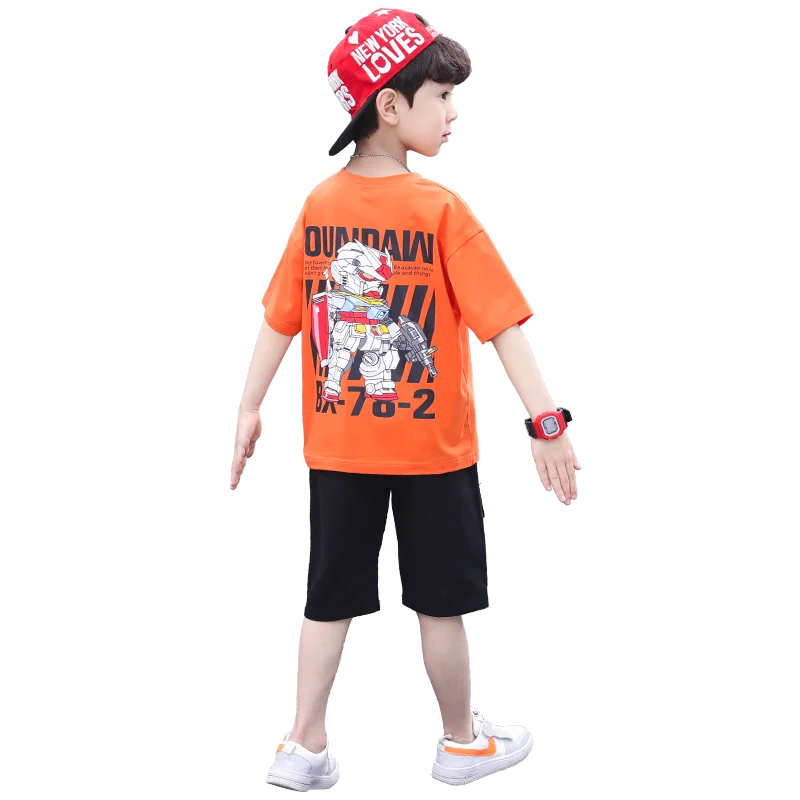 

2021 New Big Kids Children's Printed Pattern Short Sleeve Pants Set