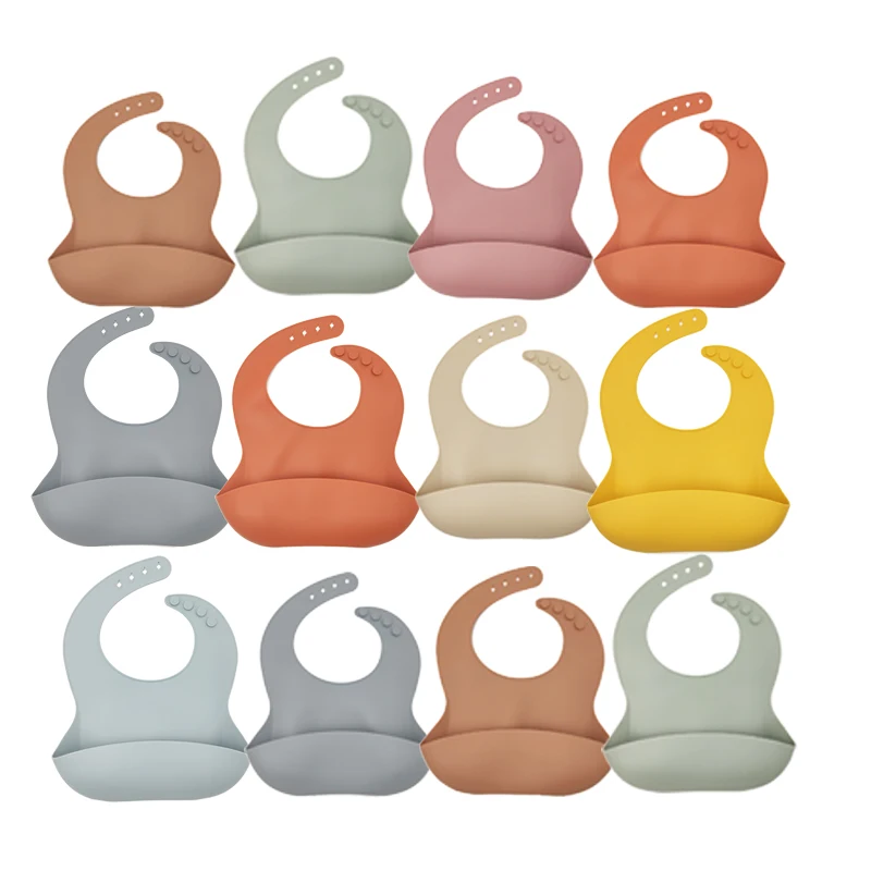 

Amazon bpa free soft kidly baby silicone custom printed food catcher bibs waterproof silicone baby washable bibs wholesale, Customized color