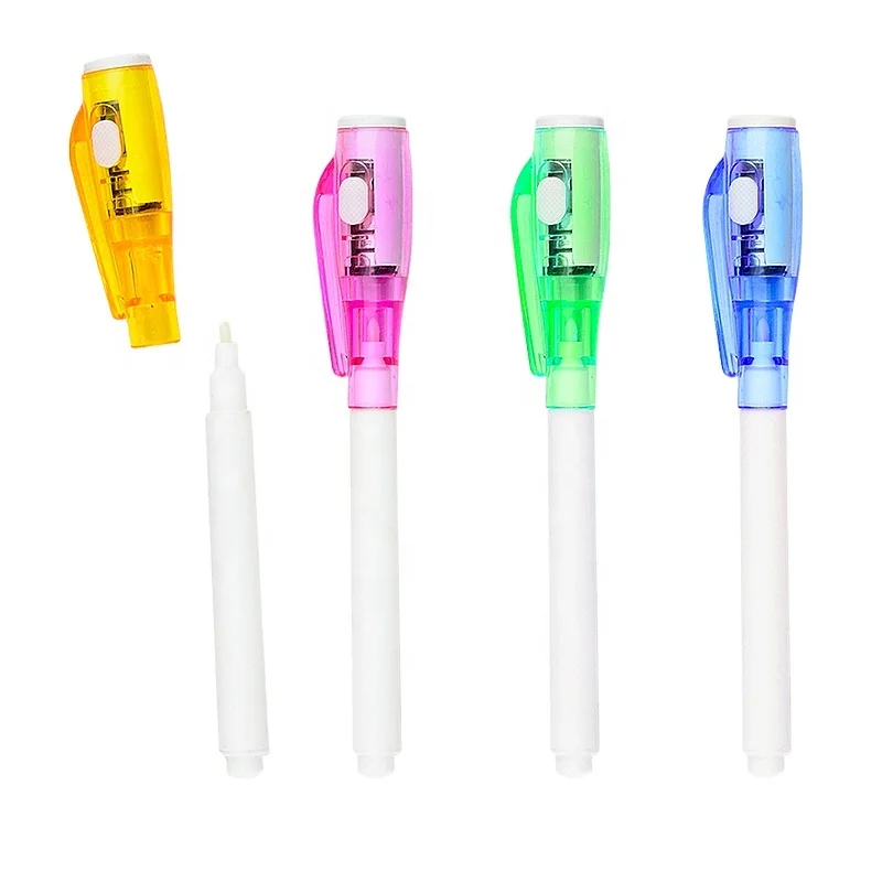 

Hot sale Useful Secret UV Magic Light Marker Invisible Pen with uv Led Light for Children DIY Game Play