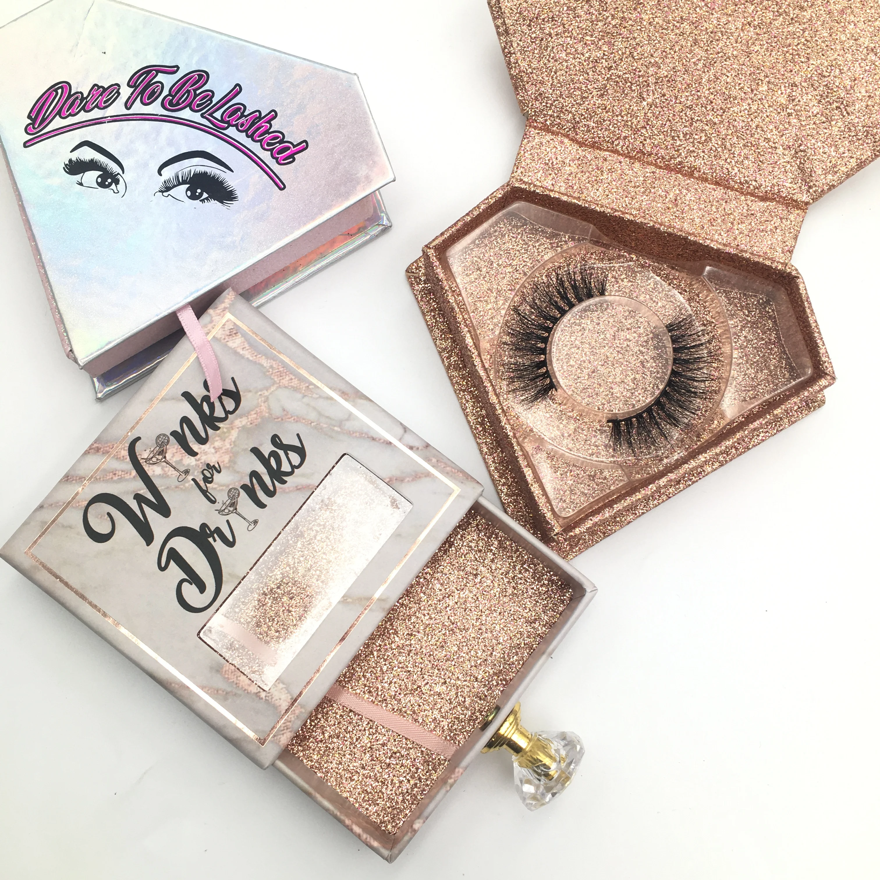 

100% Handmade 3D mink eyelash distributors customized diamond eyelash box packing false 5D mink eyelashes vendor, Natural black