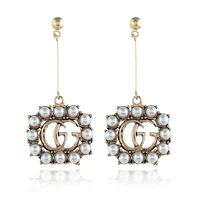 

Fashion Personality Creative Letter GG Earrings Pearl Circle Earrings for Female