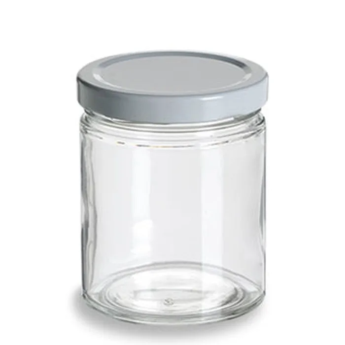 9 Oz Clear Straight Sided Glass Jar With Black Metal Lid Buy Storage