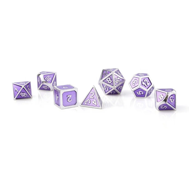 

Custom Printed DND Game Dice Set Metal Enamel Dice Set, Different plating colors