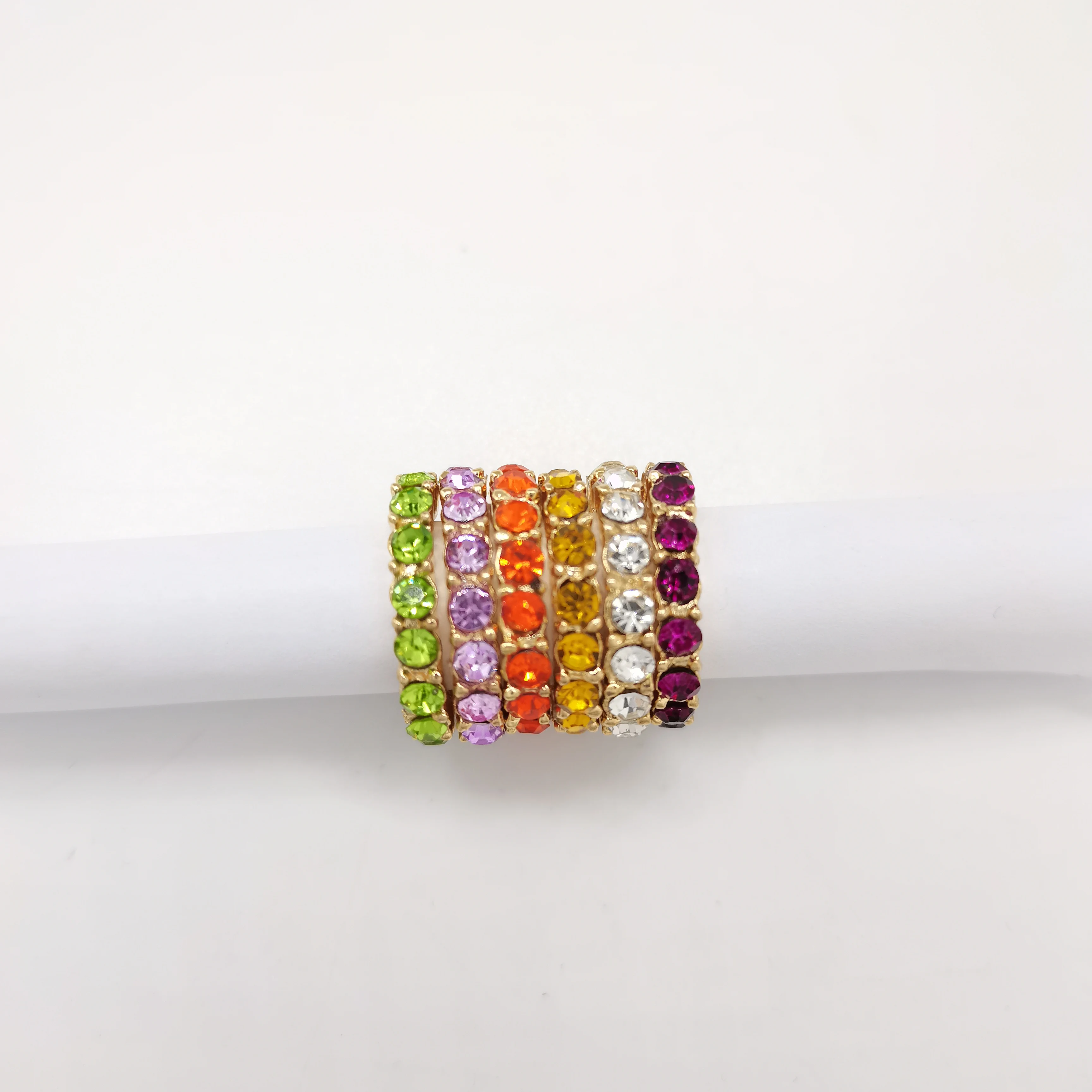 

6 Colors Gold Ear Cuff Open Hoops Crystal Stack No Piercing Earrings Set