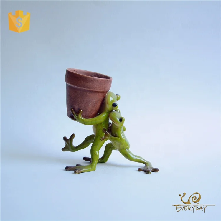 

Z11161A High Quality Resin Tabletop Office Desk A Planter Pot Old Stone Frog Shape 5 Inch Flower Pot