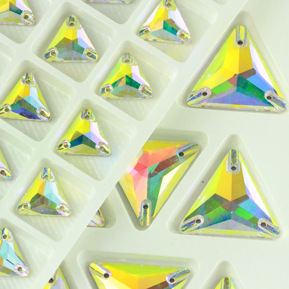 

Mixed Shape AB Flat Bottom Hand-Sewn Double Hole Rhinestone 24pcs High Quality Sew On Rhinestones Diy Apparel Accessories