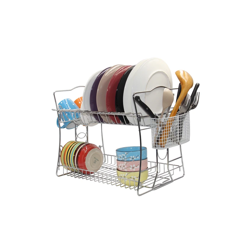 

High quality kitchen storage new product kitchen unique dish rack metal dish drying rack metal wire bronze wire rack, Silver