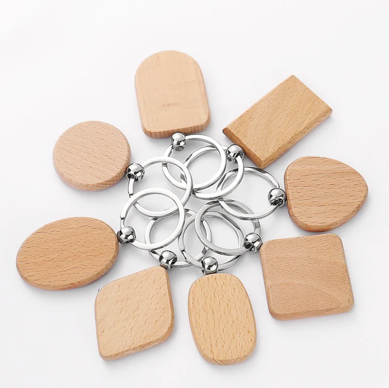 

Wholesale Design Cheap Blank Wooden Keychain Printed Engraved Custom Logo Wood Key Chain