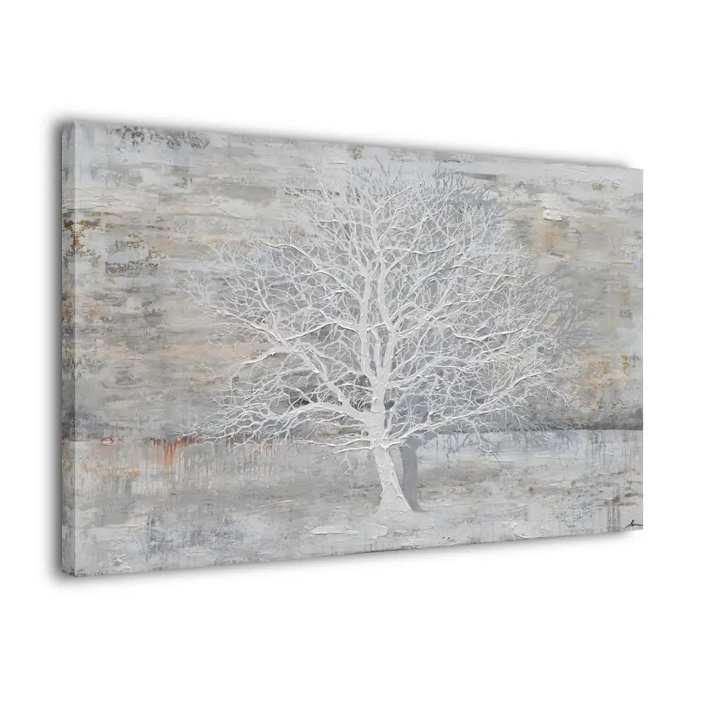 

Hand Painted Modern Family Tree Canvas Print With Embellishment Wall Art Painting Pictures For Living Room Decoration