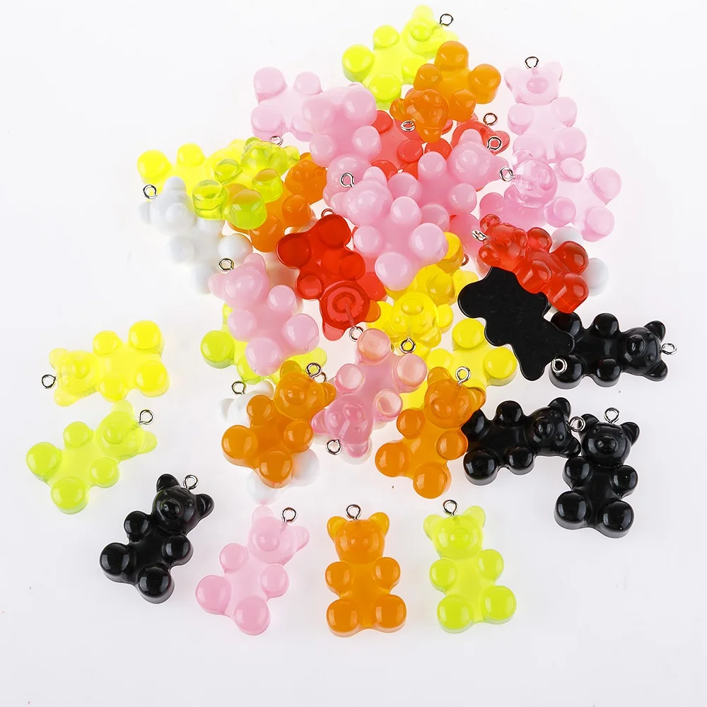 

Big Cute Candy Color Resin Gummy Bear Charms Resin Bear Pendant for Keychain Making DIY Necklace Bracelet Jewelry Accessories, Picture