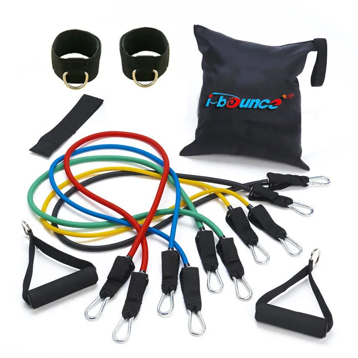 

latex elastic rubber resistance tubing band kit with handle and door anchor