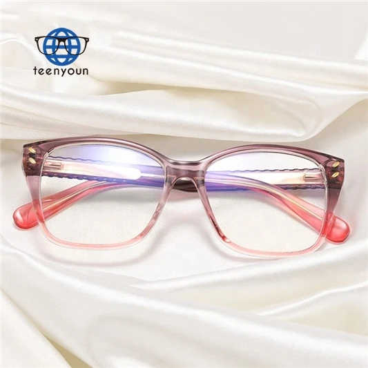 

Teenyoun Eyewear Insert Cp Core Legs Tr90 Two Colors Frame Spectacles Men Women Square Anti Blue Light Eyeglasses Frames