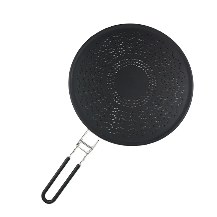 

Strainer With Stainless Steel Handle Pot cover Folding Silicone splatter screen, Customized color