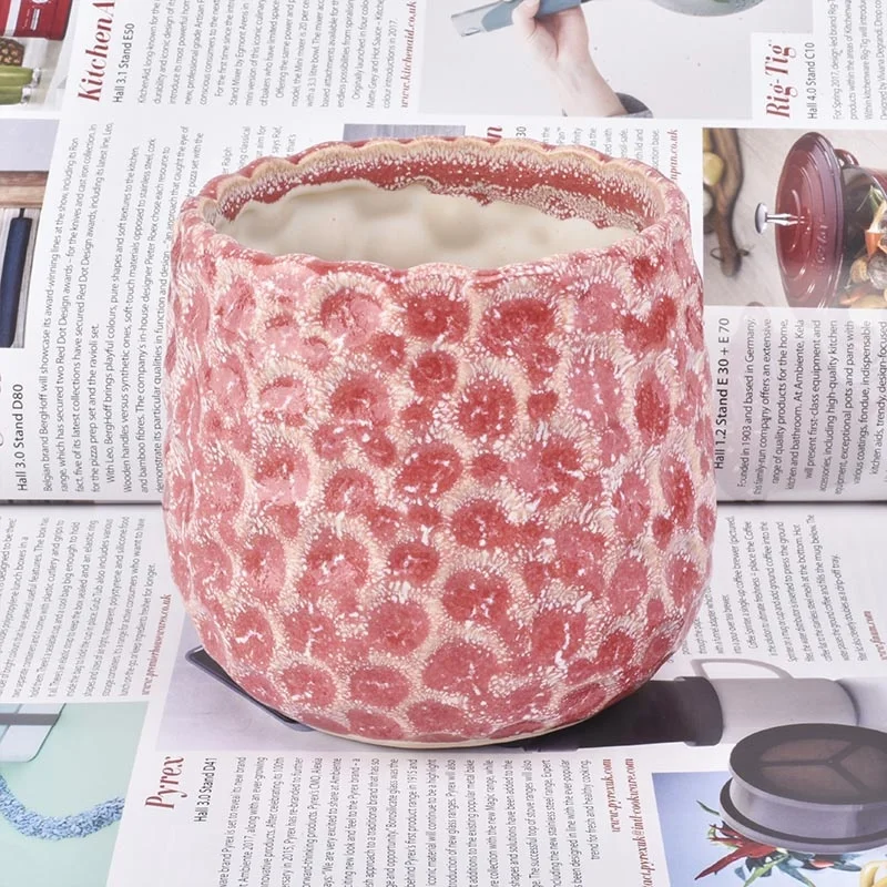 Cylinder embossed ceramic candle jar votive candle tumbler wedding decoration