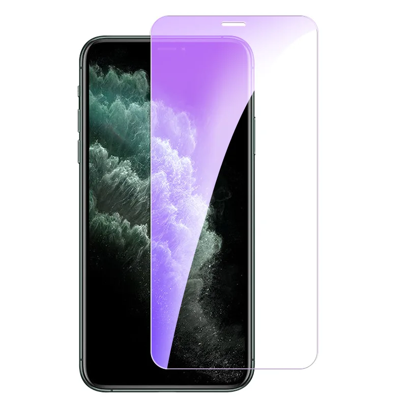 

9H Anti-Blu-ray for iPhone 11 Pro Tempered Film Purple Mobile Phone Film For iPhone 12 Pro Max