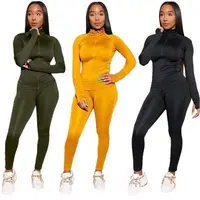 

K0041 Casual Fashion New Fall Long Sleeve Sweatshirt Solid Sport Pants Woman Two Piece Outfits Set