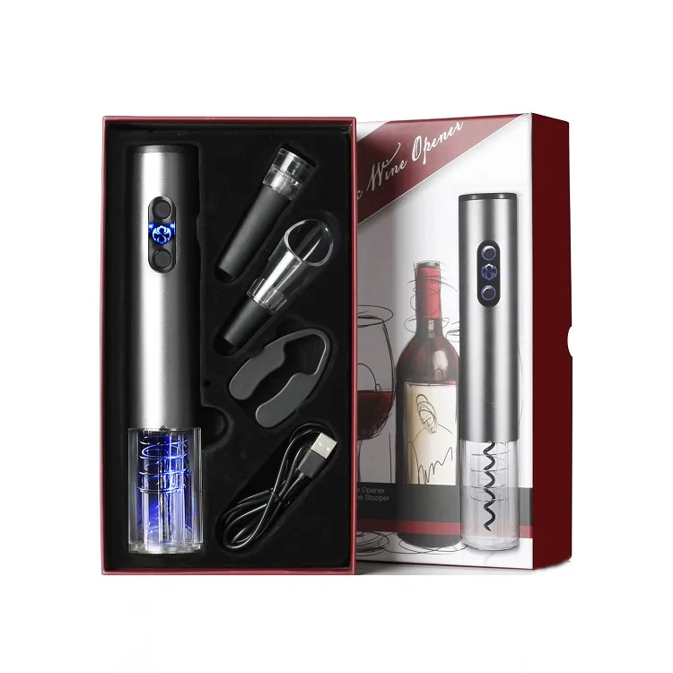

Sunway Electric Corkscrew Rechargeable Wine Bottle Opener Removes Corks with Foil Cutter Automatic Wine Opener, Gray