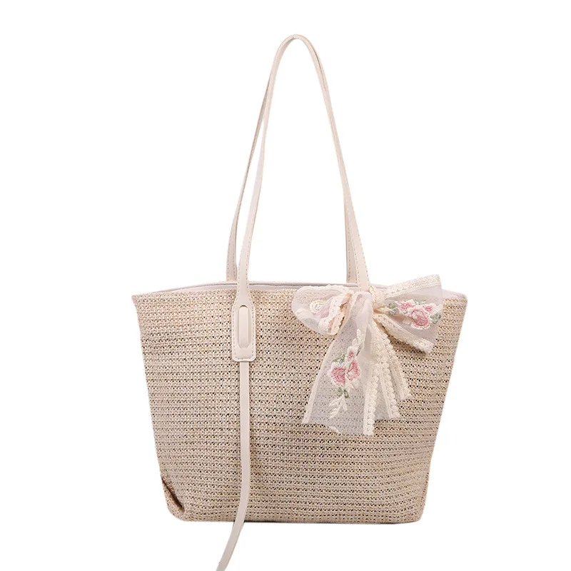 

SP800 Woven bag college student shoulder bag straw woven extra large tote bag with zipper, Picture shown