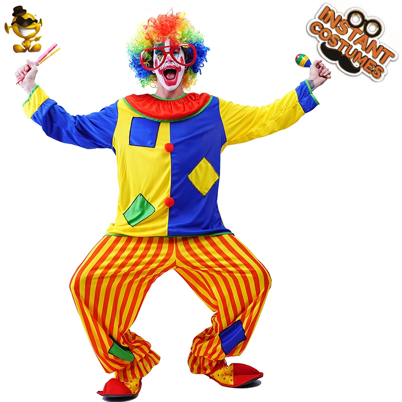 Dress Up Halloween Party Cosplay Clown Costume Adult Funny Clown ...