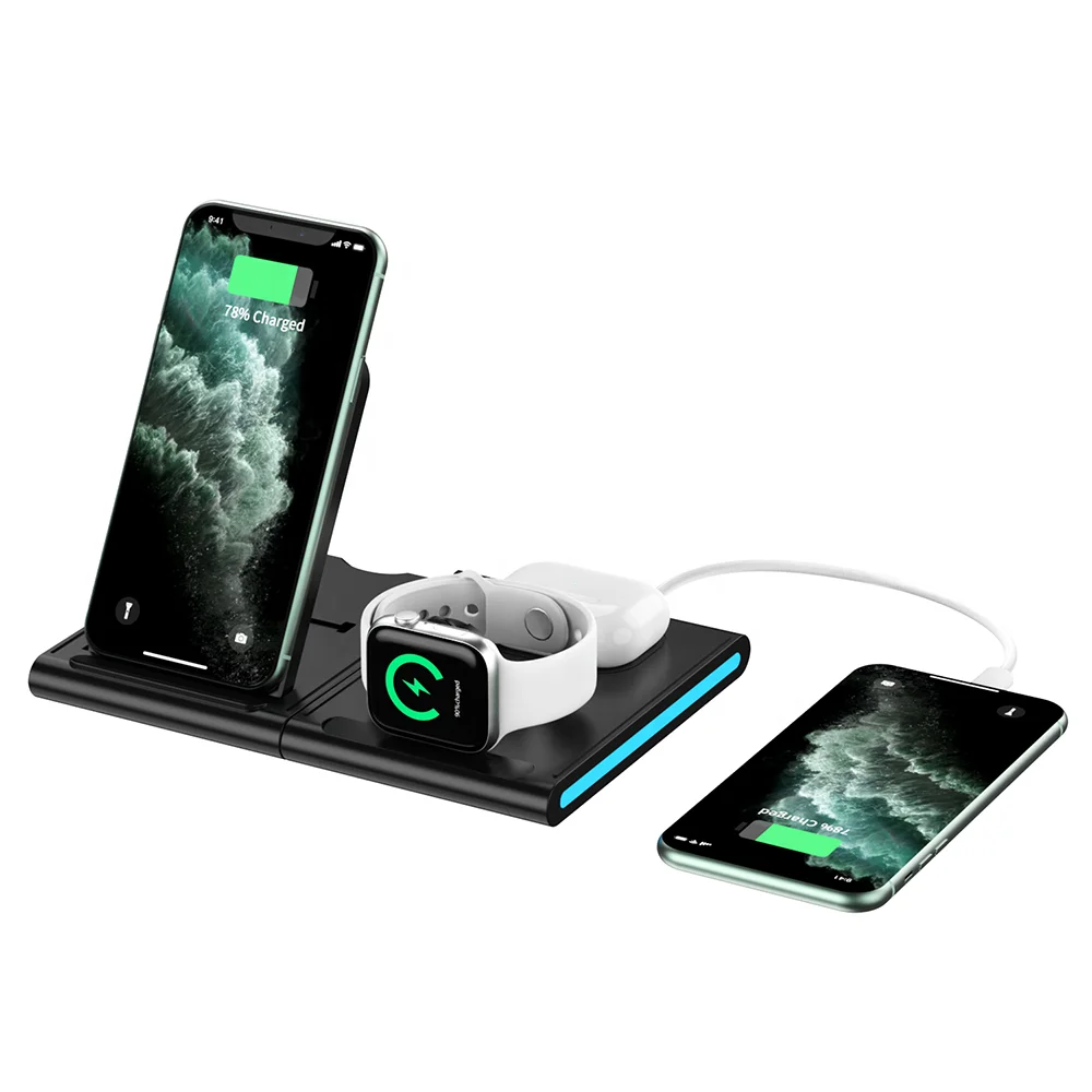 

Design Patent 15W Wireless Charger 4 in 1 Wireless Charging Station Detachable Magnetic Wireless Charging Stand for iPhone Watch, Black