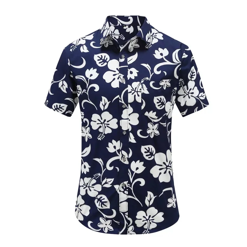 POachers Homme Chemise Hawaienne Casual Manches Courtes à Fleurs Été T Shirt Casual Button Blouse Tops Hauts 