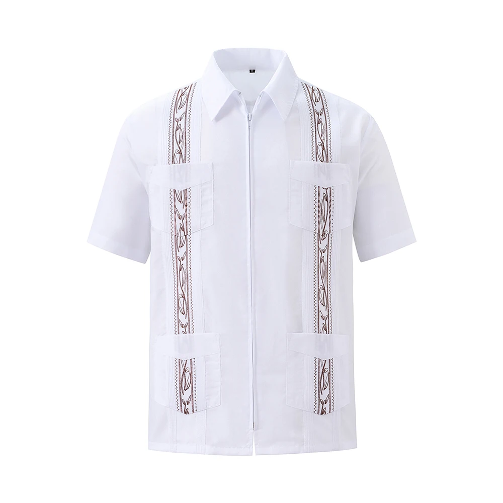 

Stock Men's Cuban Guayabera Multiple colors Design Short Sleeve Shirts, Custom color