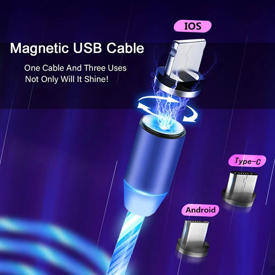 Top Sellers 2020 for Amazon Fast Charging USB Cable Flowing Light Mobile Phone Cable USB Magnetic Charger Cable - ANKUX.COM