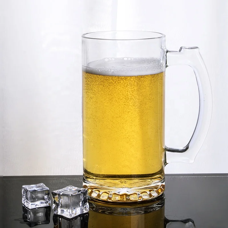 

Accept Customized Logo Wholesale 730ml Rock Beer Mug 26OZ Craft Beer Glass With Handle, Transparent/oem