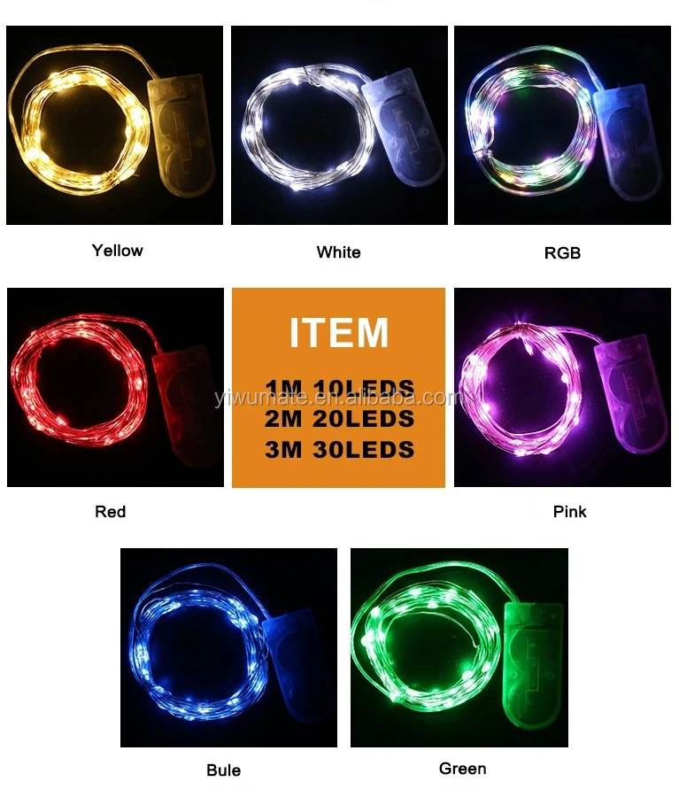 Cr2032 Button Battery Operated Mini Copper Wire Led Fairy String Lights