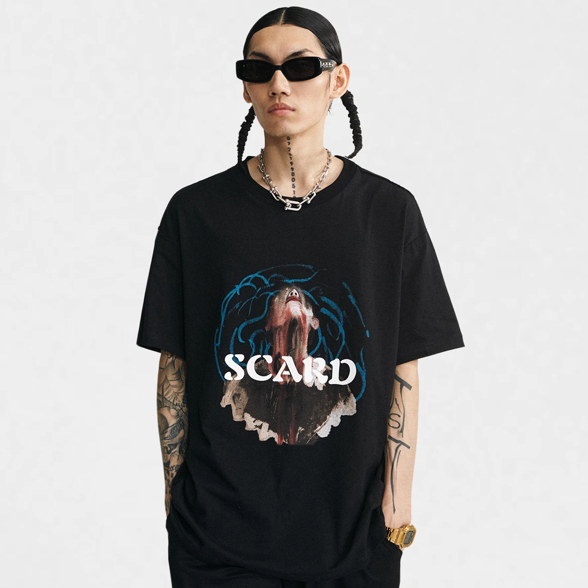 

China Manufacturer Custom Oem Oversized Drop Shoulder Ovdy Brand Cotton White And Black Fashion Men 200G T Shirt Cheap